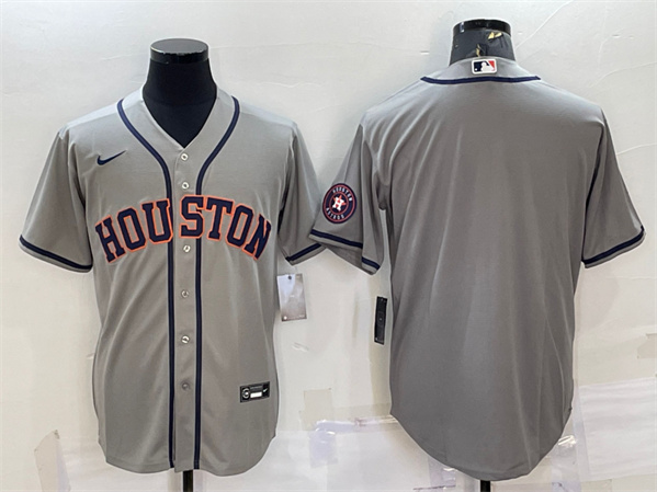 Men's Houston Astros Blank Gray With Patch Cool Base Stitched Jersey